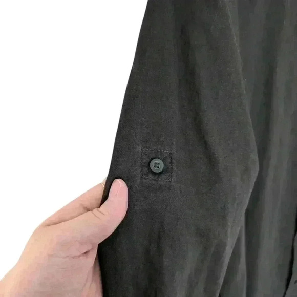 Onia Standard Long Sleeve Linen Blend Shirt Button Down Black Men's size Small - Picture 7 of 15